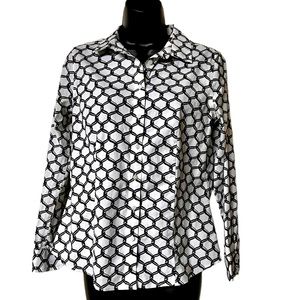 Talbots petite print button down shirt, 6P, CA 23147